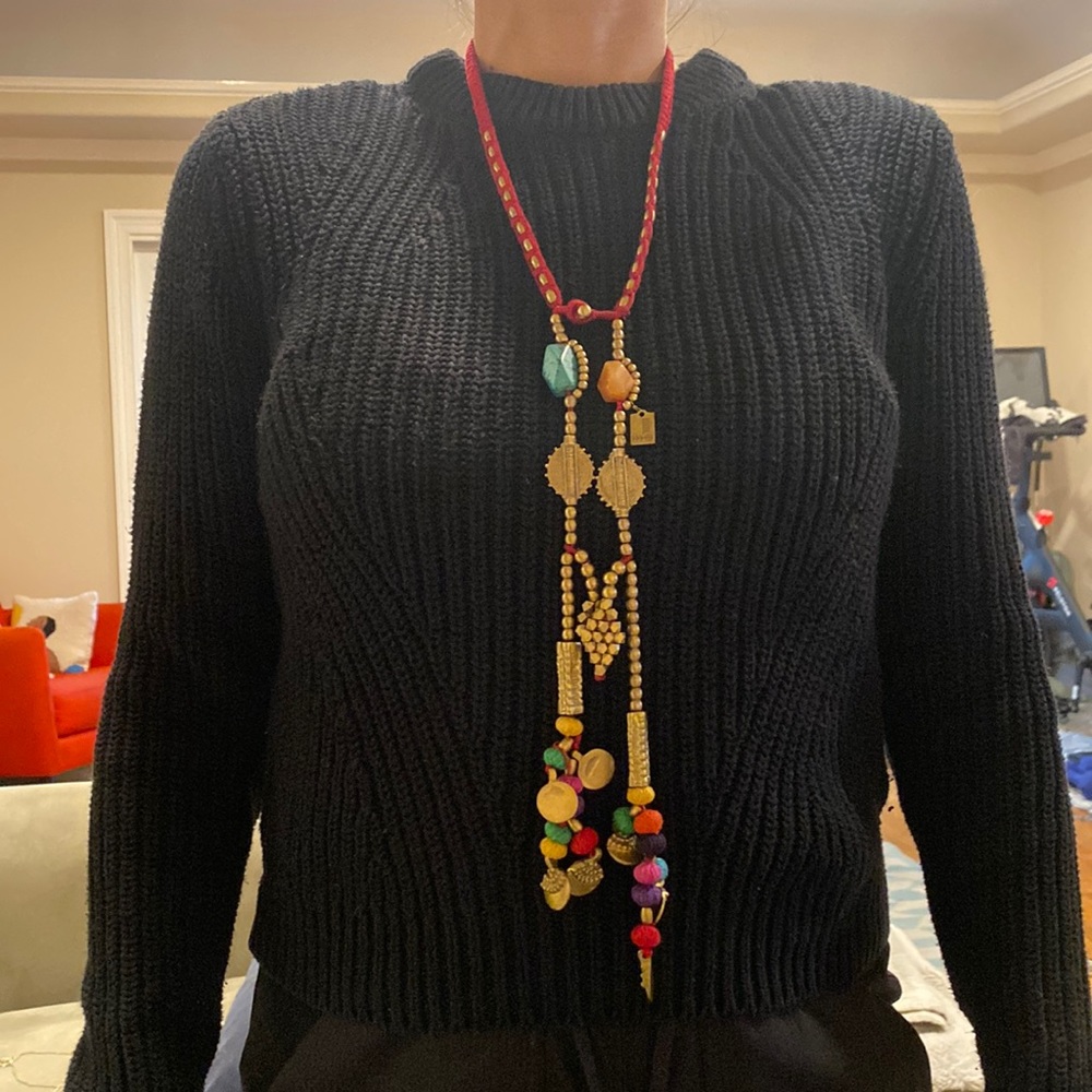 Bead and thread necklace